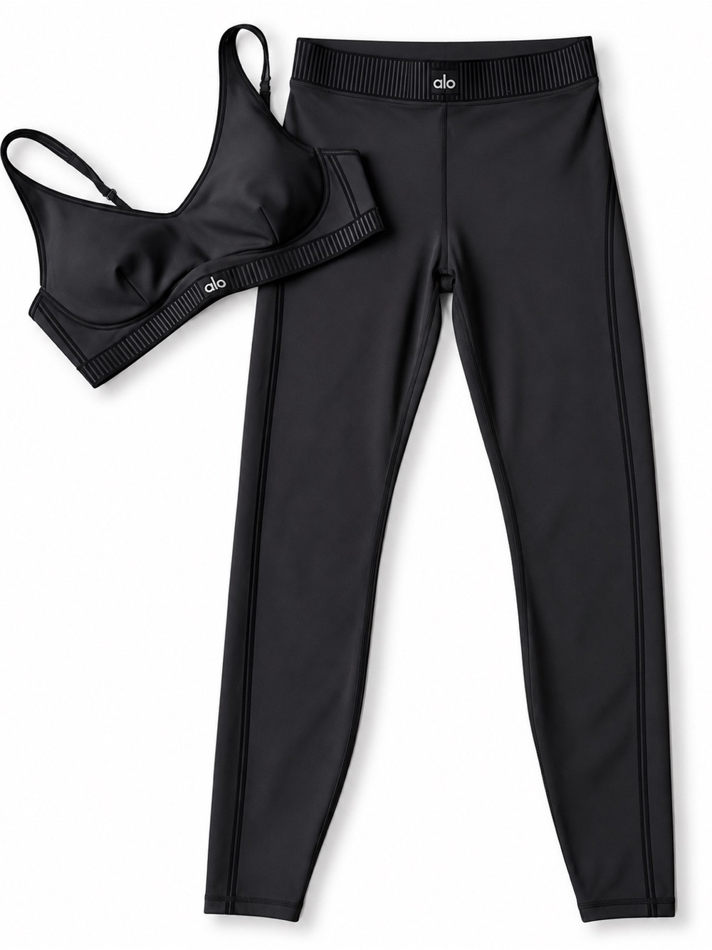 Alo Yoga Airlift High-Waist 7/8 Line Up Legging + matching bra set black Large
